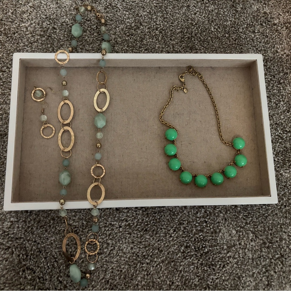 Green and Gold Beaded Necklace Collection
